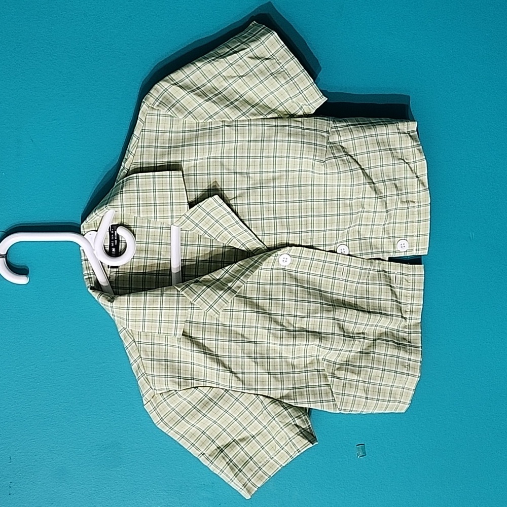 Top and Bottom-Plaid Print Crop Blouse and Skirt